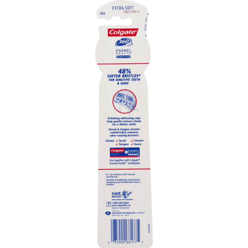 colgate 360 enamel health extra soft toothbrush for sensitive teeth