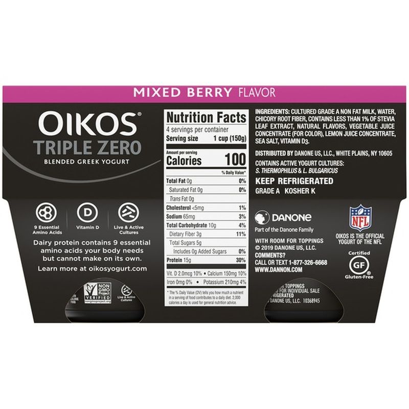 Oikos Triple Zero Mixed Berry Greek Yogurt 53 Oz From Market Basket Instacart 5674