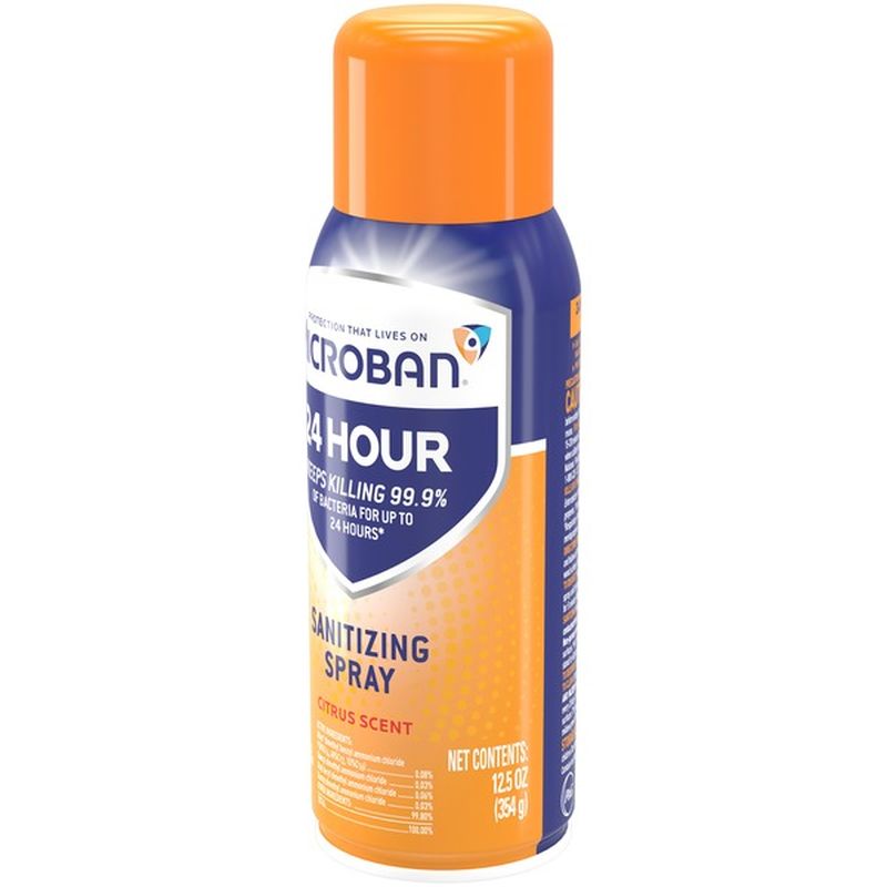 Microban 24 Hour Disinfectant Sanitizing Spray, Citrus Scent (12.5 oz