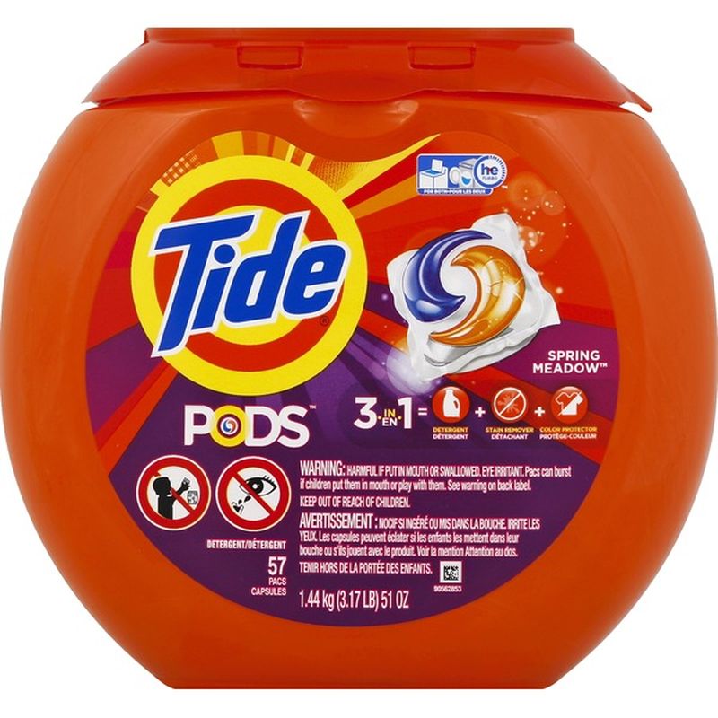 Tide Pods Liquid Laundry Detergent Pacs, Spring Meadow (57 Ct) - Instacart