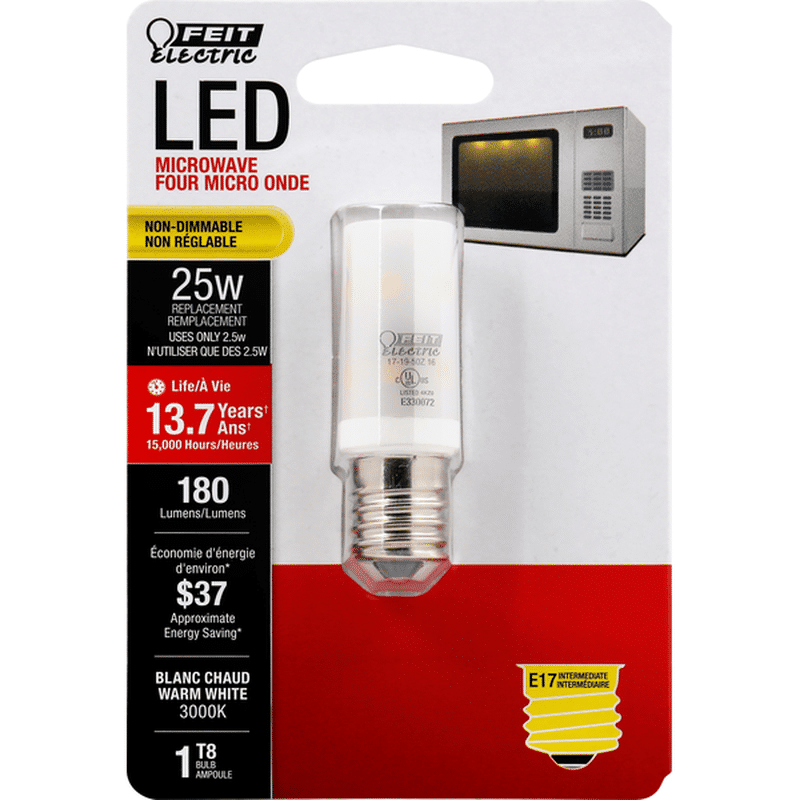 Feit Electric Light Bulb, LED, Appliance (Microwave), Warm White, 2.5
