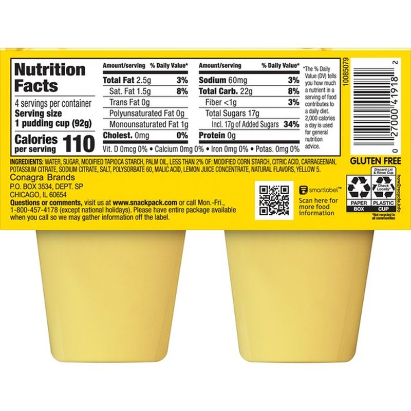 Snack Pack Pudding Lemon (3.25 oz) from Shaw 's Instacart