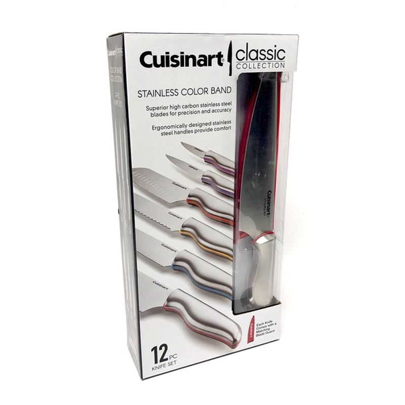 Cuisinart 12-Piece Colored Band Stainless Steel Knife Set With Blade Guards