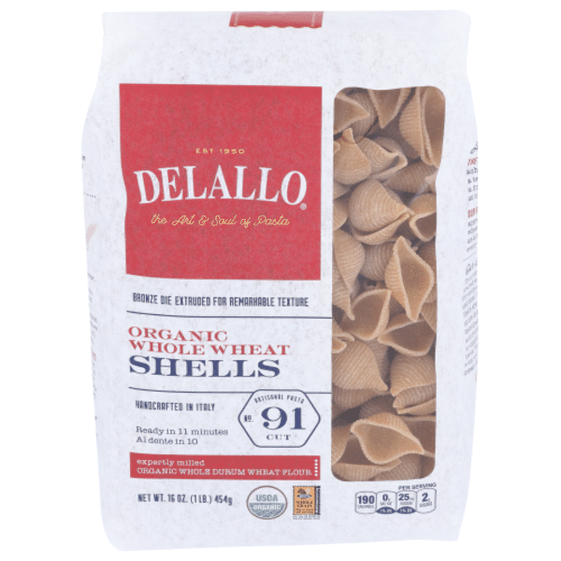 DeLallo Organic Whole Wheat Shells 91 (16 oz) Instacart