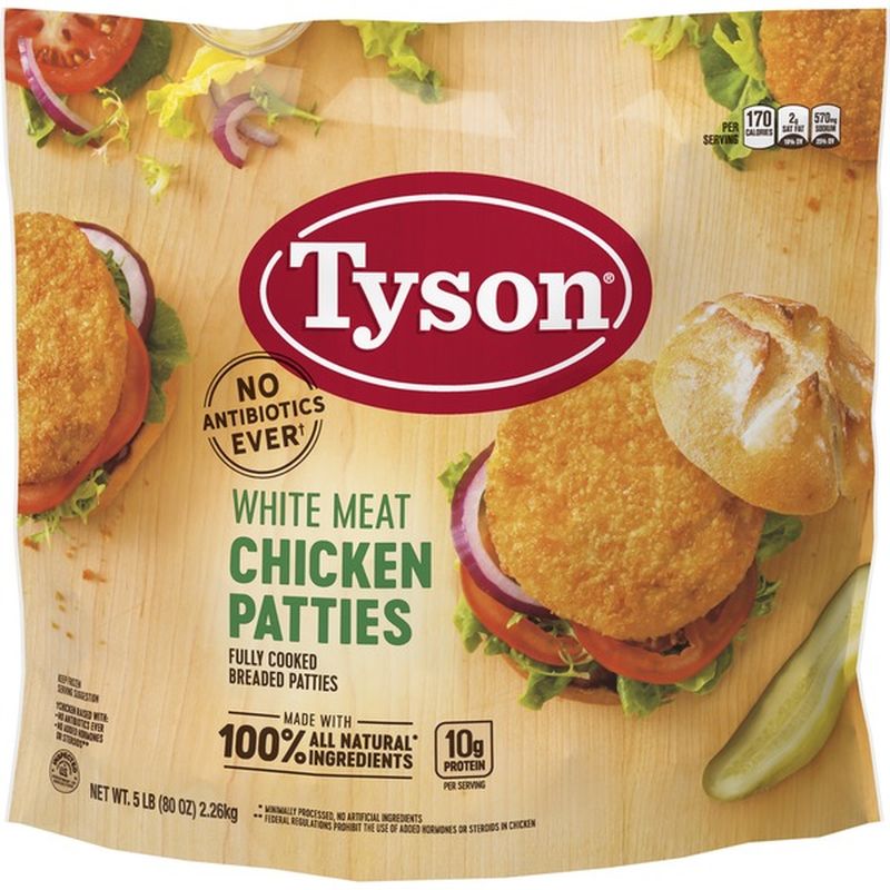 Tyson All Natural Fully Cooked White Meat Chicken Patties Lb My XXX