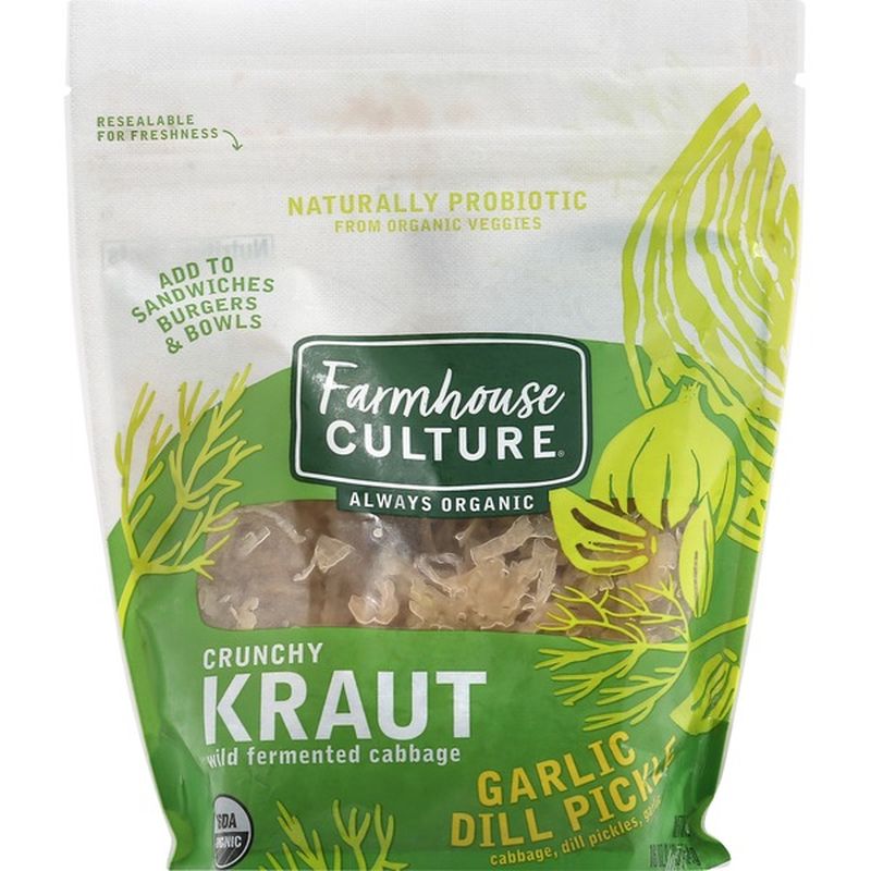 Farmhouse Culture Kraut, Garlic Dill Pickle, Crunchy (16 oz) - Instacart