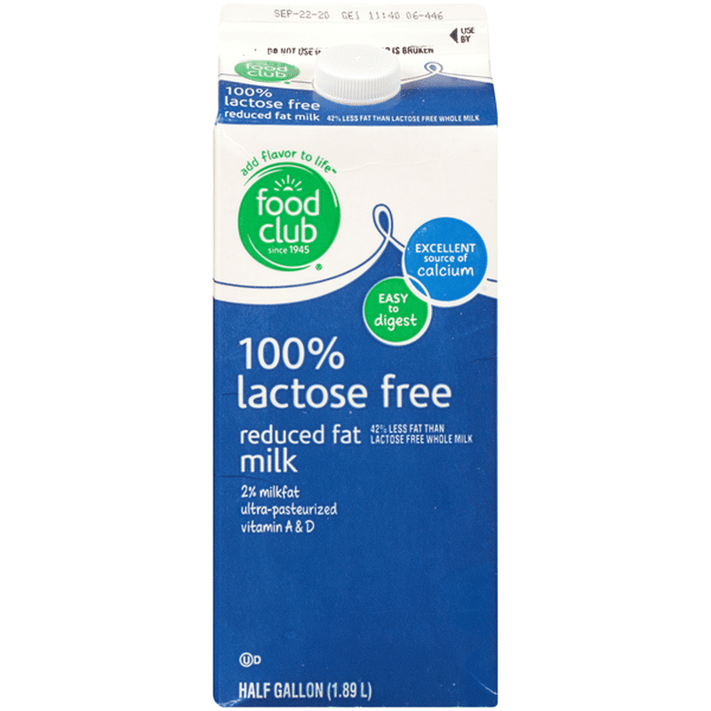 Food Club 100 Lactose Free Reduced Fat Milk (0.5 gal) Instacart