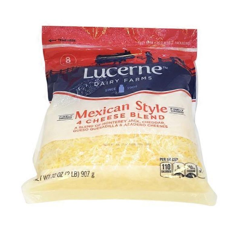 Lucerne Dairy Farms Finely Shredded Mexican Style 4 Cheese Blend Of