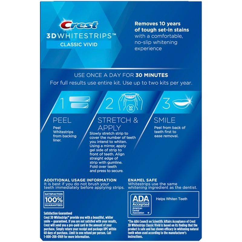 Crest 3Dwhitestrips Classic Vivid At-Home Teeth Whitening Kit