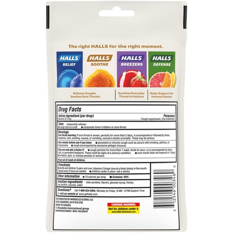 Halls Soothe Honey Vanilla Cough Suppressant/Oral Anesthetic Menthol