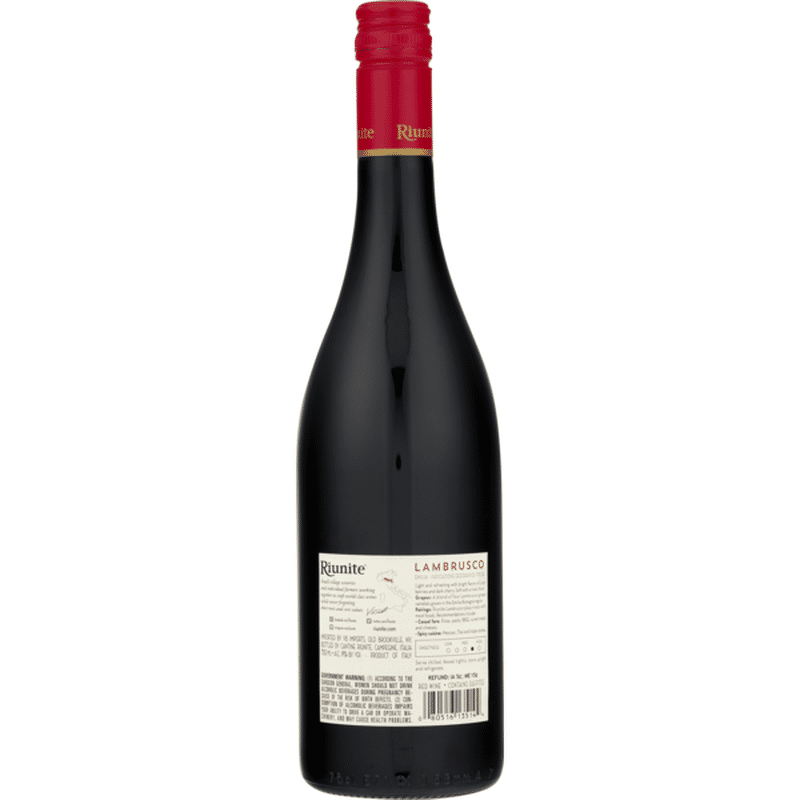 Riunite Lambrusco Emilia Italia Soft Lively Red Wine (750 ml) - Instacart