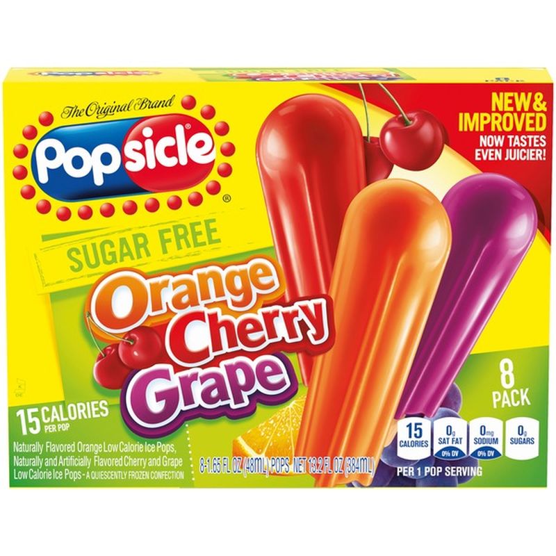 Popsicle Ice Pops Sugar Free Orange Cherry Grape (1.65 fl oz) from ...