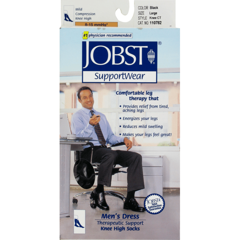 Jobst Support Wear Men's Dress Knee High Black Socks Large (10.5 12)