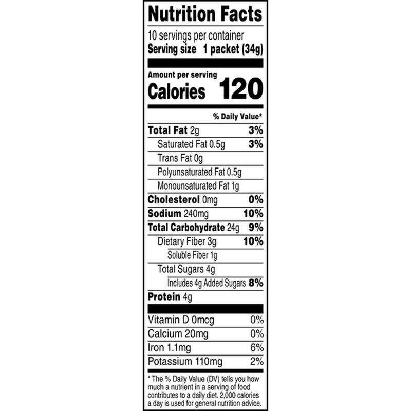 Quaker Organic Instant Oatmeal Maple Brown Sugar Nutrition Facts