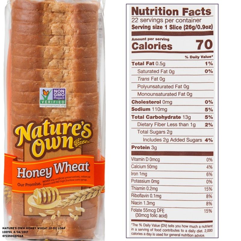 Nature's Own Honey Wheat Bread (20 Oz) Delivery Or Pickup Near Me ...