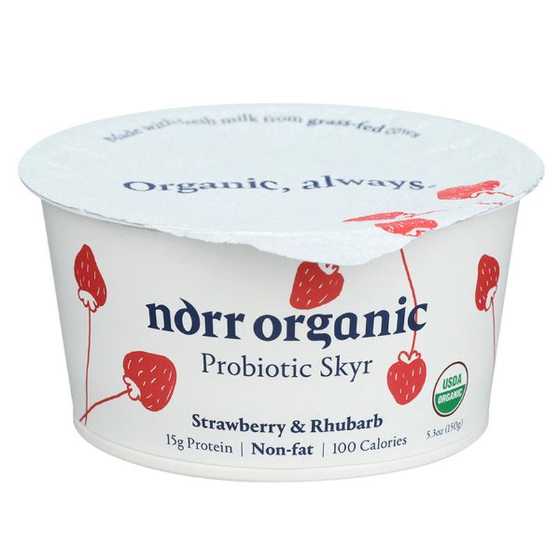 Norr Organic Probiotic Skyr Yogurt, Strawberry & Rhubarb, Nonfat (5.3