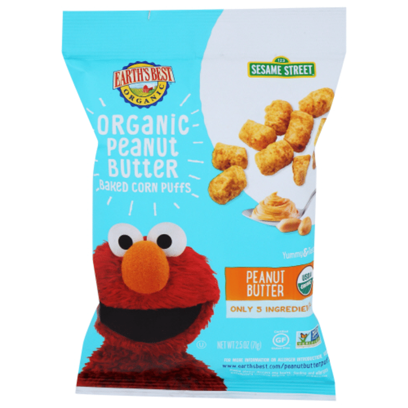 Earth's Best Sesame Street Organic Peanut Butter Baked Corn Puffs (2.5