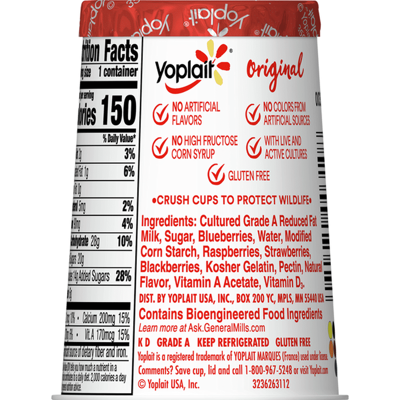 Yoplait Yogurt, Original, Mixed Berry (6 oz) - Instacart