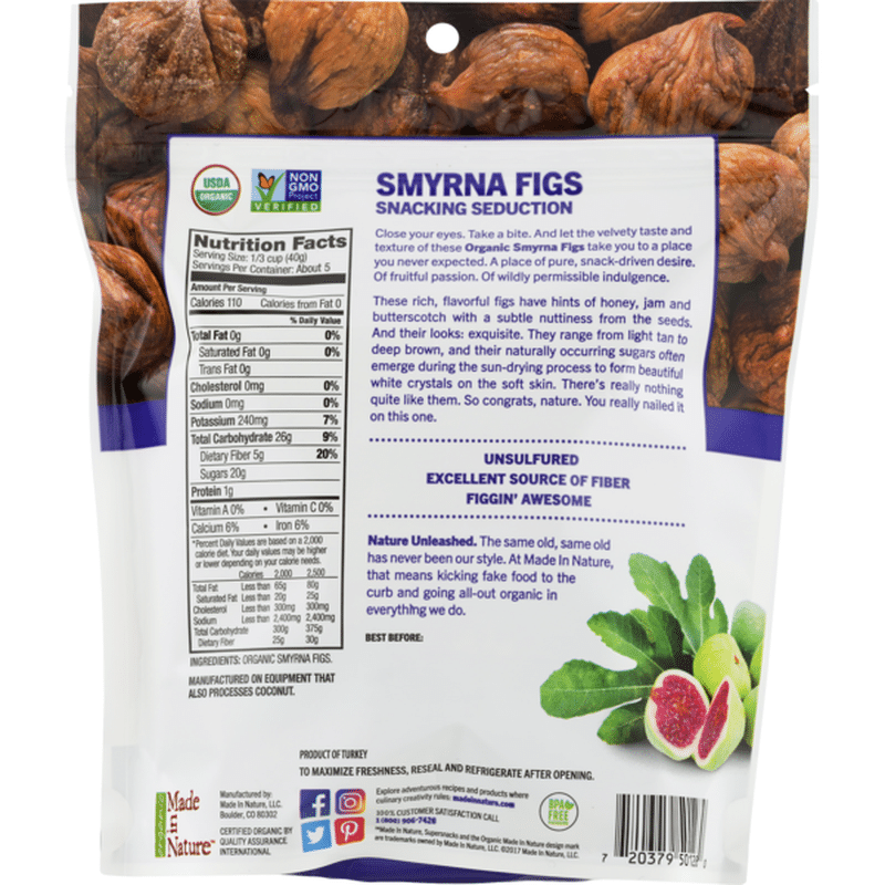 Made in Nature Smyrna Figs Soft & Sultry Supersnacks Organic Dried