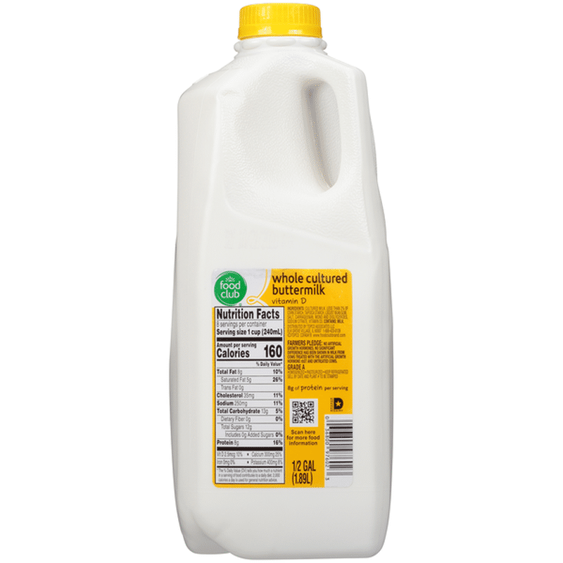 Food Club Whole Cultured Buttermilk (0.5 gal) Instacart