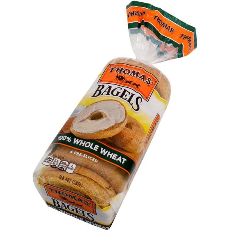 Thomas 100 Whole Wheat Soft & Chewy PreSliced Bagels (6 ct) Instacart