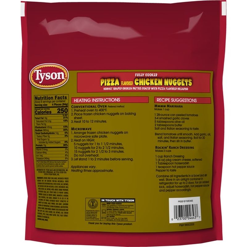 Tyson Chicken Nuggets, Pizza Flavored (1.562 lb) Instacart