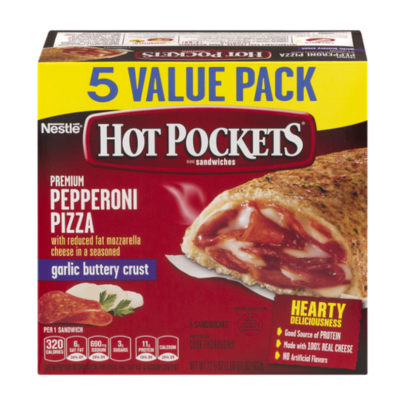 Hot Pockets Frozen Snack Pepperoni Pizza Frozen Sandwiches (4.5 oz ...