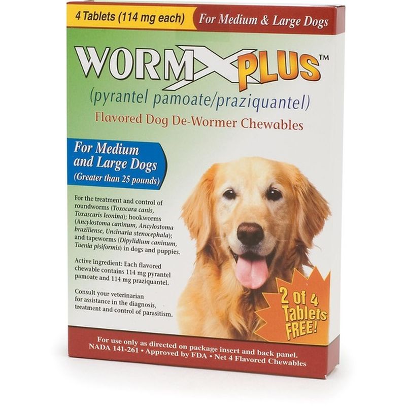 Worm X Plus Flavored Dog De Wormer Chewables For Medium & Large Dogs (4