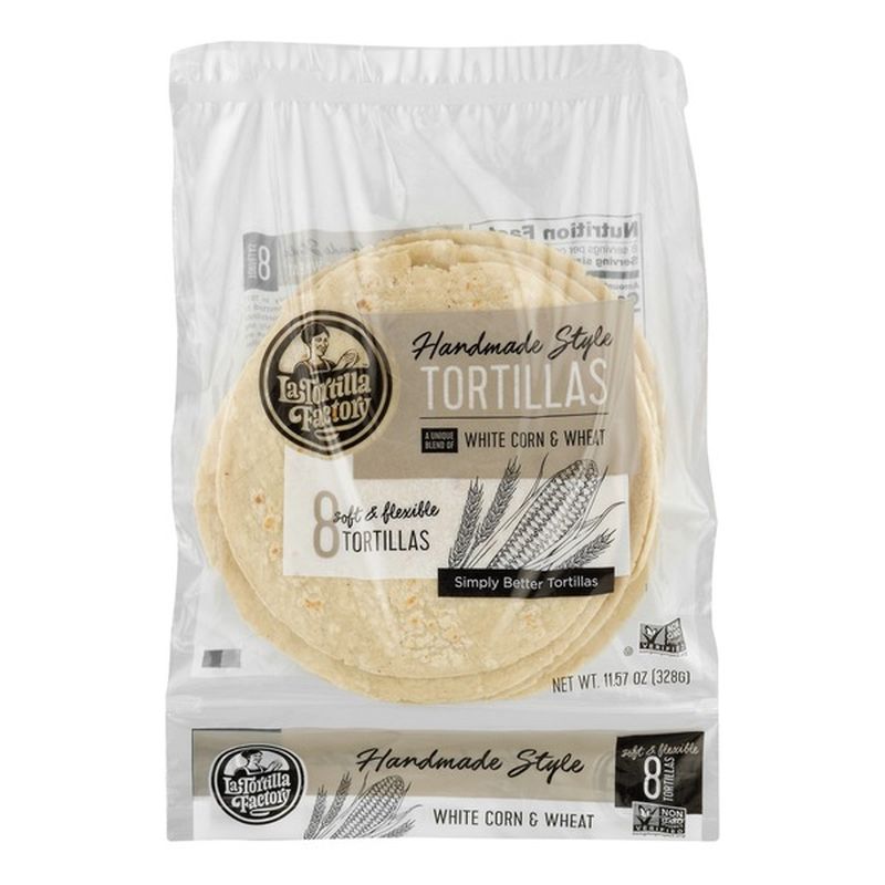La Tortilla Factory Handmade Style Tortillas White Corn & Wheat (8 ct