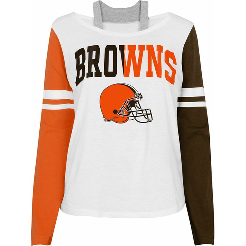 Men's Fanatics Branded Brown/Orange Cleveland Browns Second Wind Raglan V-Neck T-Shirt