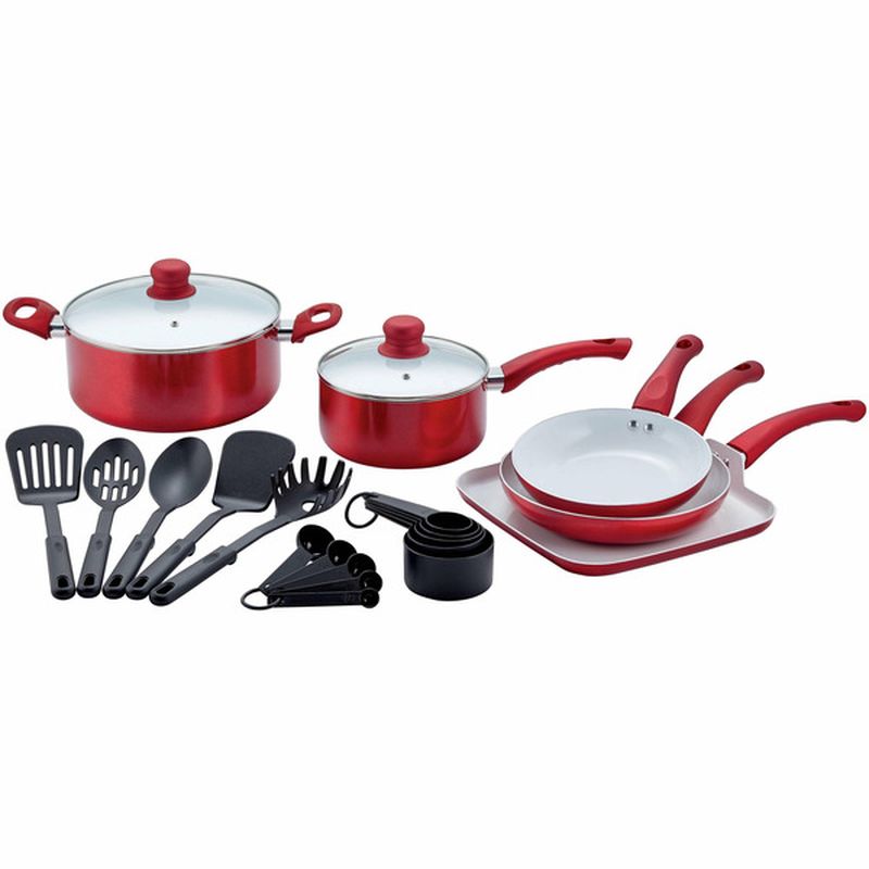 Chef Style Red Metallic Cookware Set