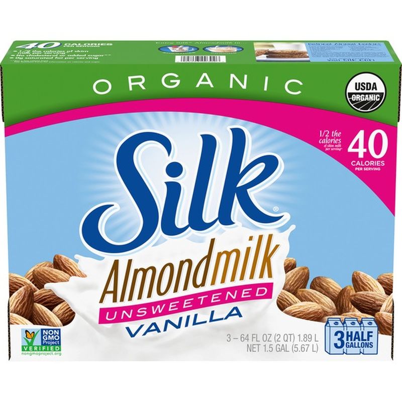 Silk Organic Unsweetened Vanilla Almondmilk (64 fl oz) - Instacart