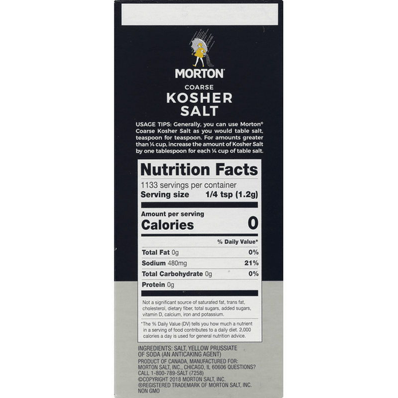 Morton Kosher Salt, Coarse (3 ct) from SuperFresh Instacart