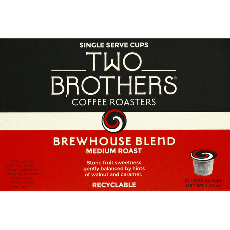 Two Brothers Coffee, Medium Roast, Brewhouse Blend, Single Serve Cups