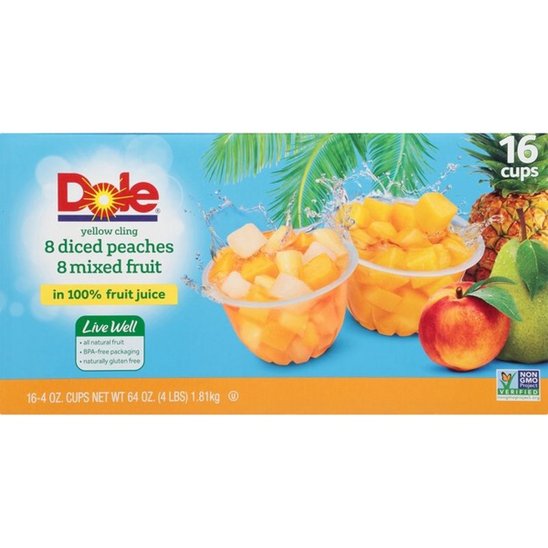 Dole Fruit Bowls In Box Diced Peaches & Mixed Fruit Dole Yellow Cling ...