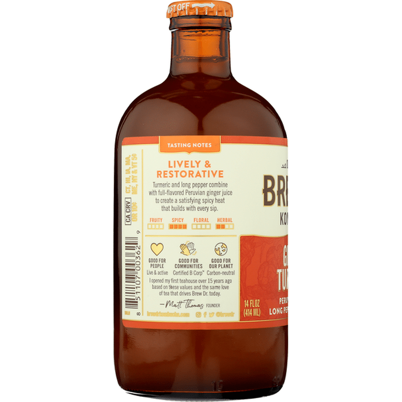 Brew Dr. Kombucha Ginger Turmeric Kombucha (14 oz) from Rainbow Grocery
