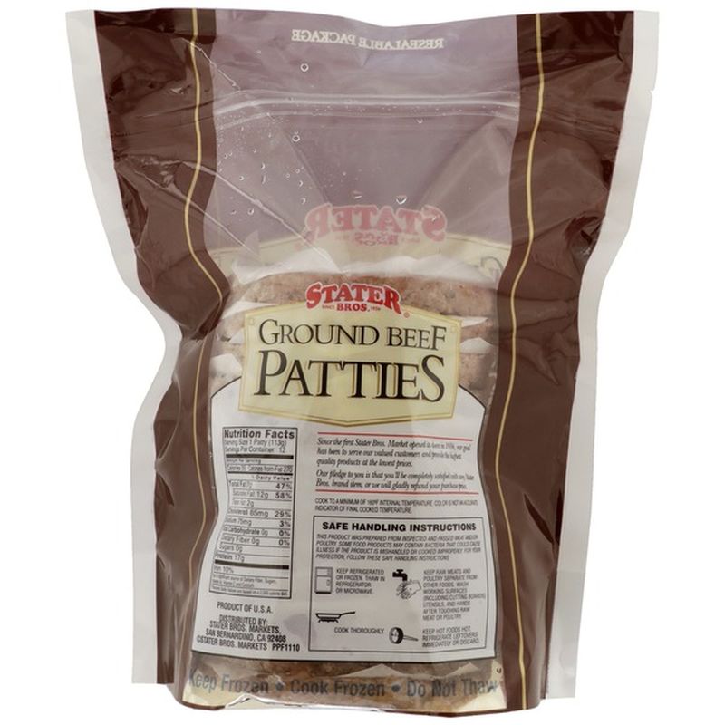 Stater Bros 73 Lean / 27 Fat Ground Beef Patties (4 oz) from Stater Bros. Instacart