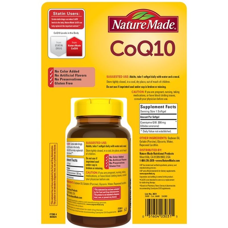 Nature Made CoQ10 200 mg Softgels (140 ct) from Costco ...