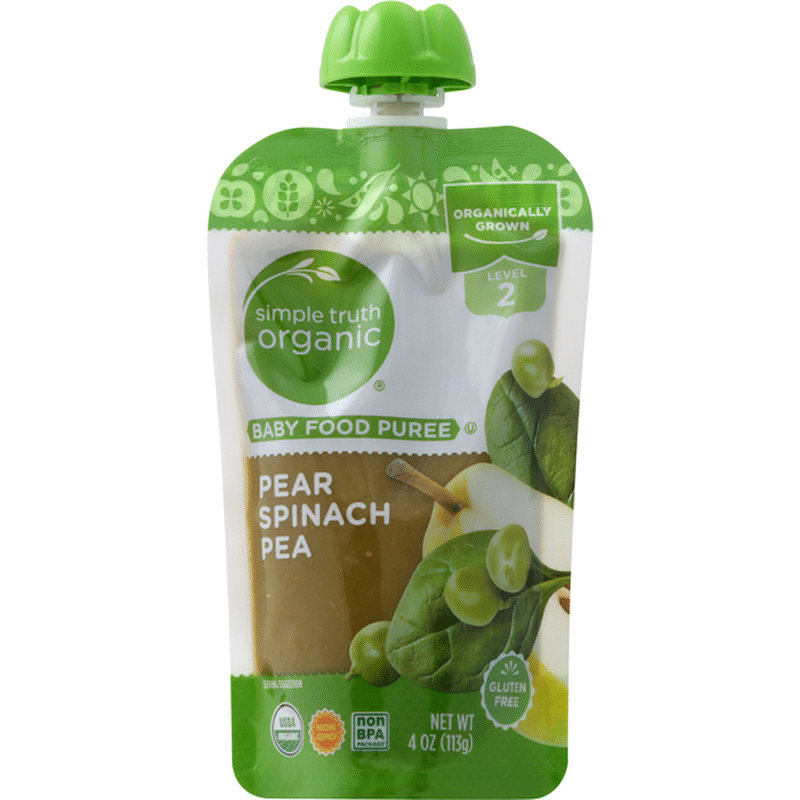 Simple Truth Organic Baby Food Puree, Pear, Spinach, Pea (4 oz