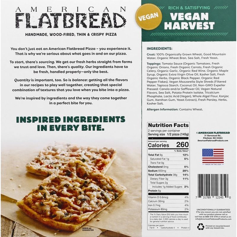 American Flatbread Pizza, Vegan Harvest (10.2 oz) Instacart
