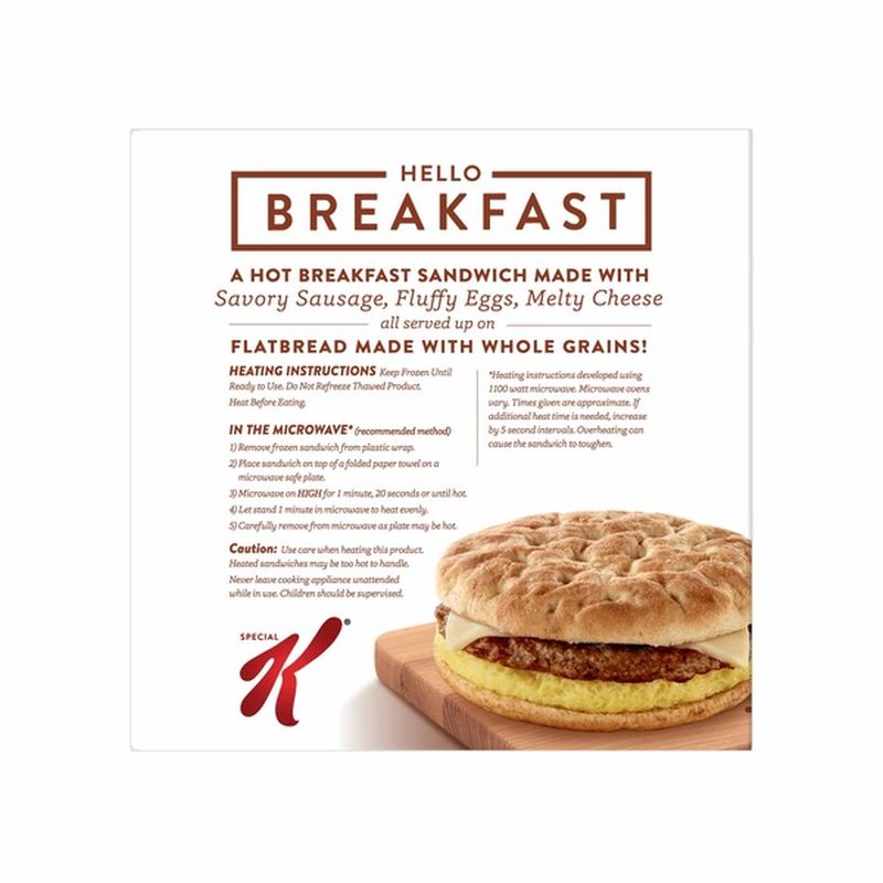 Kellogg's Special K Flatbread Breakfast Sandwiches Sausage, Egg, and