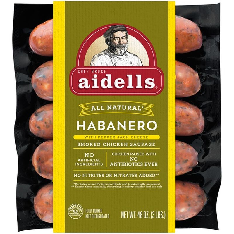 Aidells Smoked Chicken Sausage, Habanero & Pepper Jack Cheese, 3 lb
