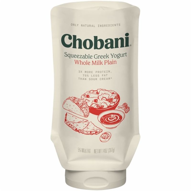 Chobani Savor Whole Milk Plain Squeezable Greek Yogurt (14 oz) from Fry