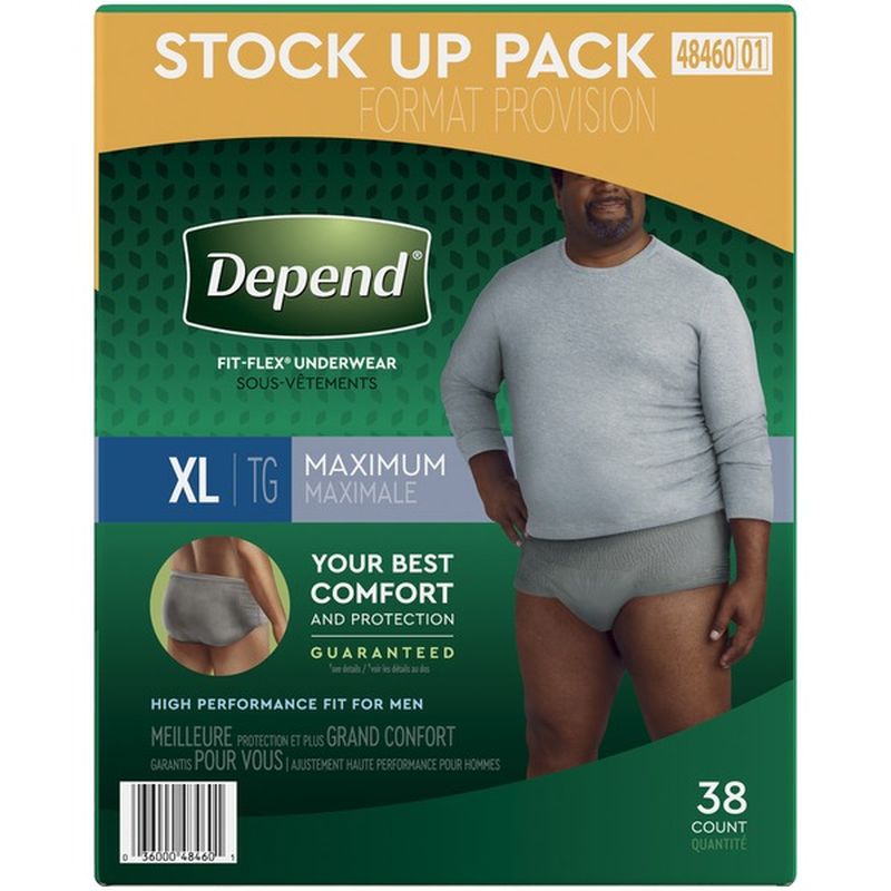 Depend Fit Flex Incontinence Underwear For Men Maximum Absorbency Xl Grey 38 Ct Instacart 7411