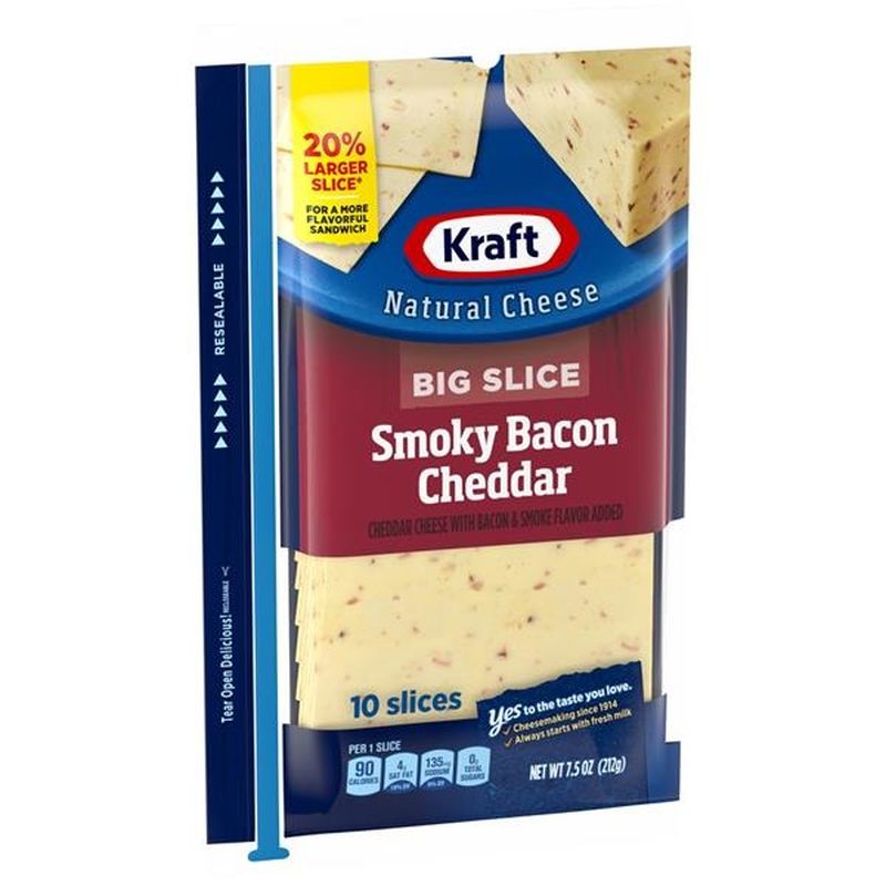 Kraft Smoky Bacon Cheddar Cheese Big Slices (7.5 oz) Instacart