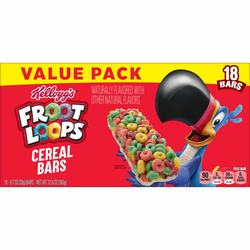 Kellogg S Froot Loops Breakfast Cereal Bars Fruit Flavored Fruit Flavored Snacks Original