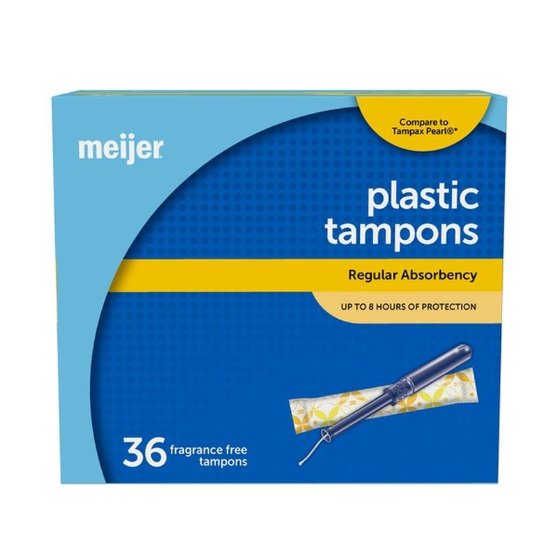 Meijer Plastic Applicator Tampons, Regular, Unscented, 36 Count (36 ct