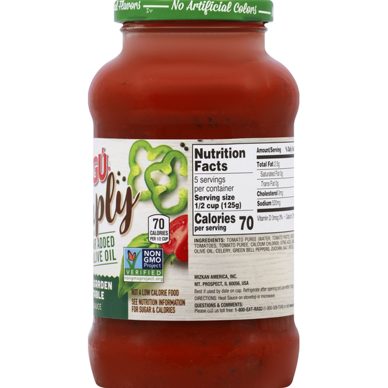 Ragu sauce nutrition label