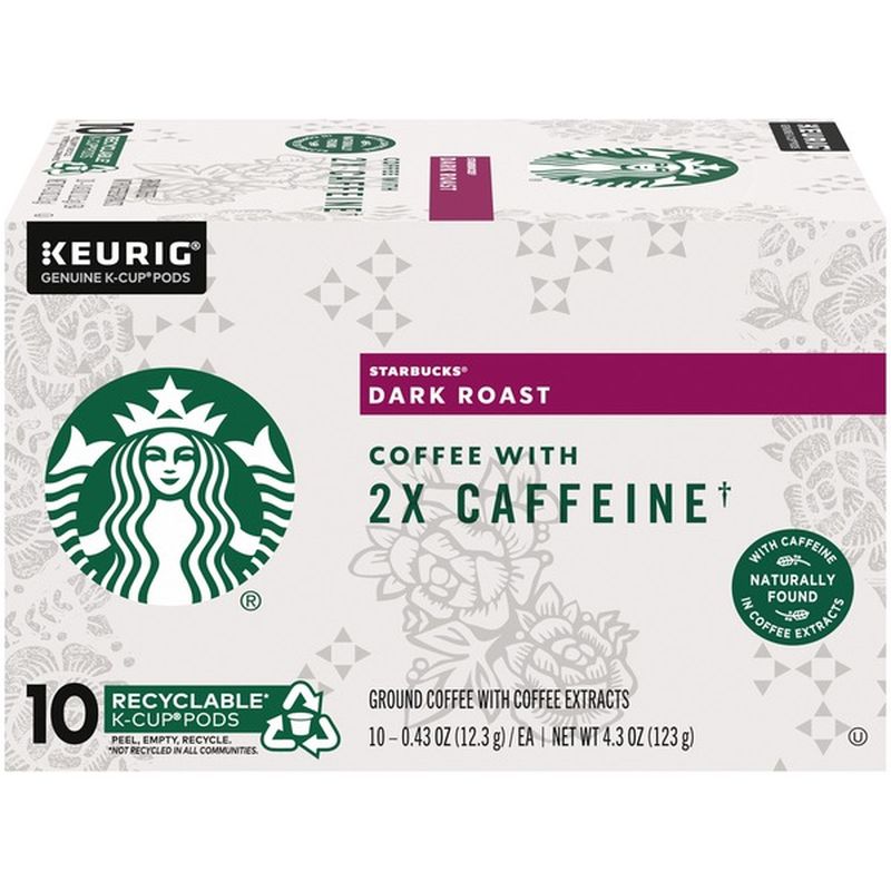 Starbucks Dark Roast K Cup Coffee Pods With 2x Caffeine For Keurig Brewers 10 Ct Instacart