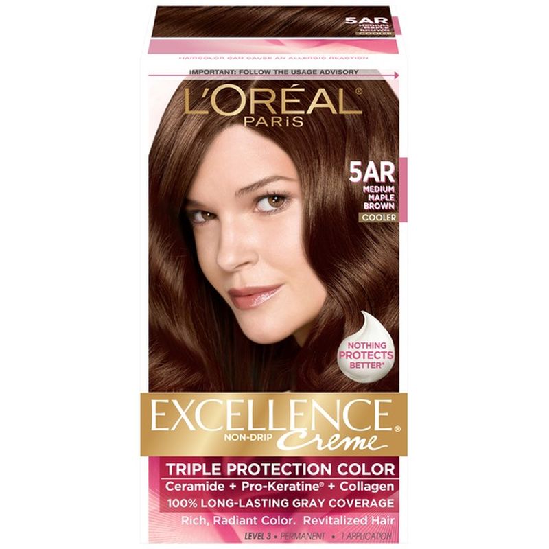 L'Oreal Excellence Creme Triple Protection Color 5AR Medium Maple Brown ...